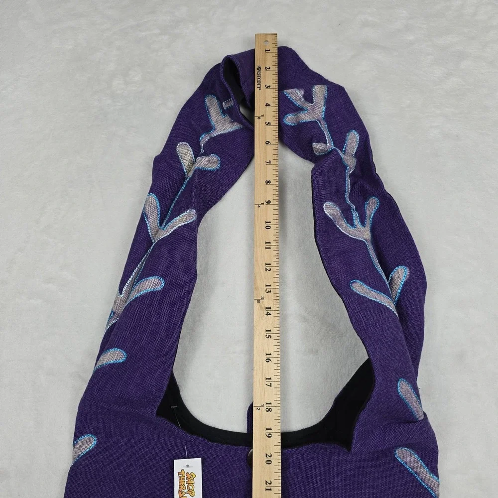 Shop Therapy Boho Hippie Handbag Heavy Cotton Knit‎ Purple Graphic Print New